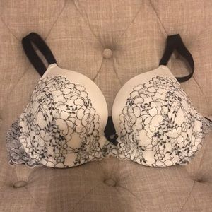 Black and off white lacy Victoria’s Secret bra